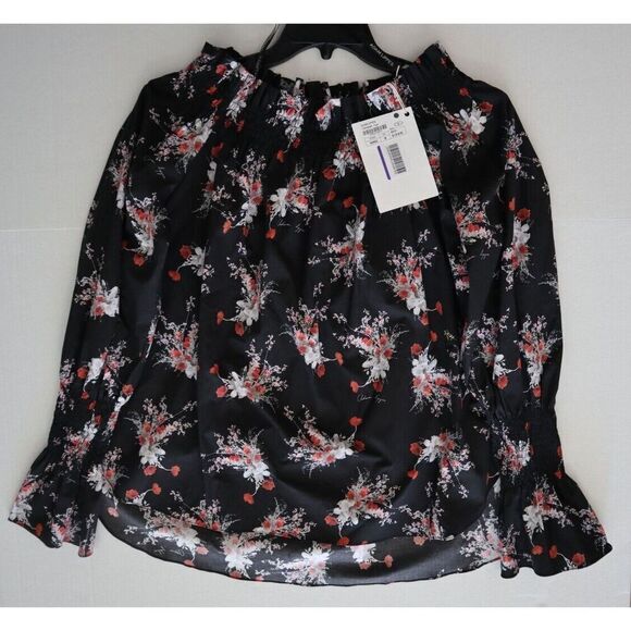 Adan Lippes Women's Sz M Black Floral Print Off-the-Shoulder Poplin Top $1,919 - Picture 6 of 7